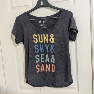 Gap Graphic Tee Short Sleeve Fun In The Sun Women's M Heathered Blue Gray